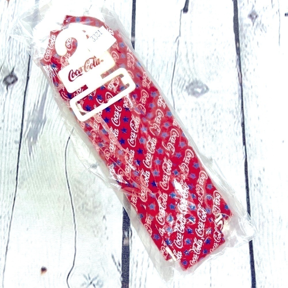 COCA COLA Coke Logo Mens ~New with Tags~ NWT Red White Blue STARS Tie Necktie
